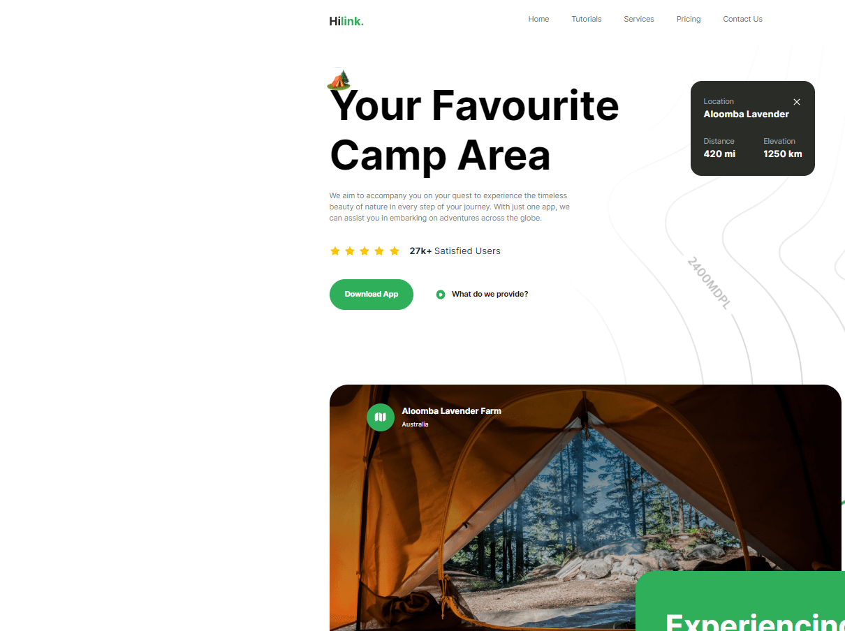 Screenshot of Campsite ποΈ project showing the user interface and design